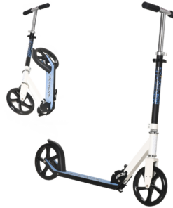 HOMCOM Kick Scooter Commuter Adjustable Height Wheels Foldable Aluminium White