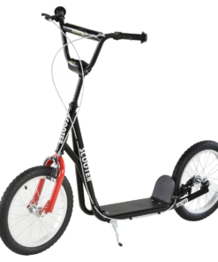 90-96cm Kids Kick Scooter Adjustable Handlebar Inflatable Wheels Black HOMCOM