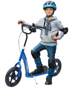 Push Scooter Teen Kids Stunt Bike Ride On with 12" EVA Tyres, Blue HOMCOM