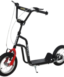 HOMCOM 75-80cm Kids Kick Scooter Adjustable Handlebar Inflatable Wheels Black