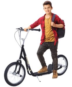 Teen Scooter Children Stunt Scooter 16" Tyres Adjustable Height, Black HOMCOM