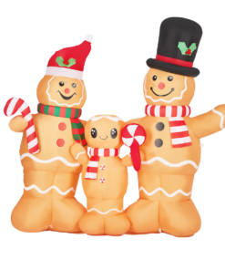 1.9M Lighted Christmas Inflatable Decoration, Inflatable Gingerbread Man Family, Funny Blow Up Yard Decorations with Built-in LED Lights for Holiday Party Front Yard Lawn Garden Decor