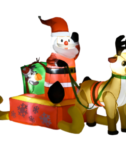 4ft Christmas Inflatable Santa Claus Sledge Sleigh Reindeer Blow Up Xmas Garden