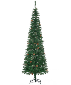 6.5FT Artificial Slim Christmas Tree Holiday Home Decor with Pine Cones
