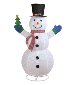 1.7M Lighted Snowman Holding Small Tree Christmas Yard Decorations, Pre-lit Pull Up Snowman with 200 Warm White LEDs, for Xmas Outdoor Holiday Indoor Decor Lighted Holiday Displays, White