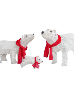 Set of 3 Lighted Polar Bear Family Christmas Decorations, Pre-lit Holiday Decor with 190 Warm White LED Lights for Xmas Outdoor Indoor Decor Lighted Holiday Displays, White