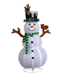 1.2M Lighted Snowman and Squirrel Christmas Yard Decorations, Pre-lit Pull Up Snowman with 120 White LEDs, for Xmas Outdoor Holiday Indoor Decor Lighted Holiday Displays, White