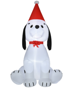 6ft Inflatable Christmas Puppy Dog Wearing Santa Hat Lighted Outdoor Indoor