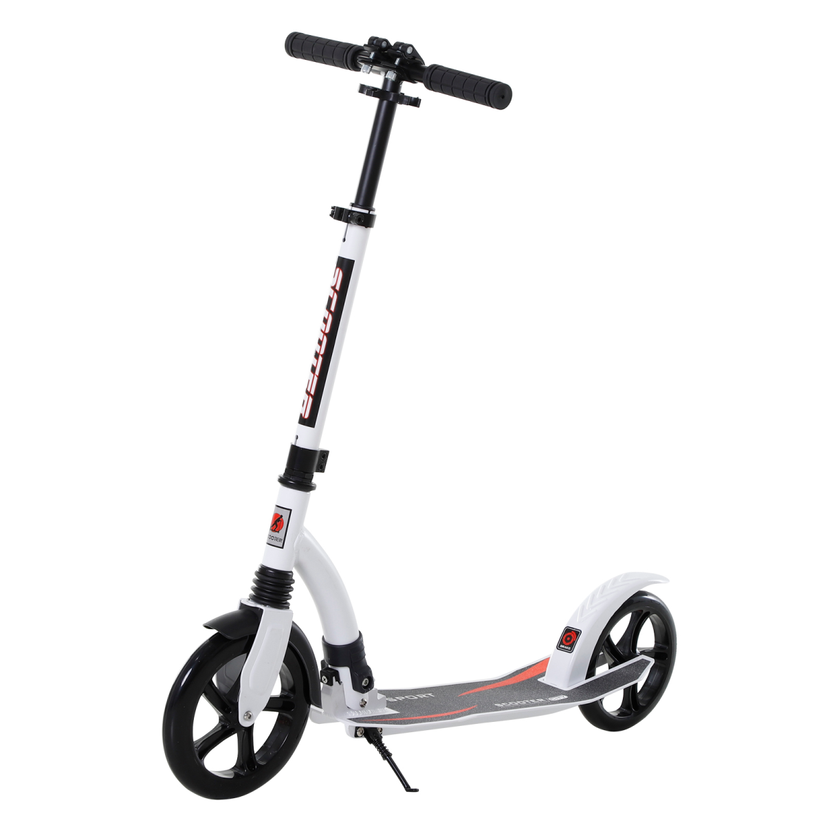 Teens Adult Kick Scooter Foldable Adjust Aluminum For Age 14 White HOMCOM