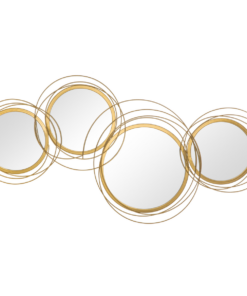 HOMCOM 4-Piece Metal Wall Art Mirror Sculpture, Gold Waved Circle Decor