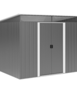 Outsunny 6.4x8.5ft Metal Garden Shed w/ Double Sliding Lockable Doors, Grey