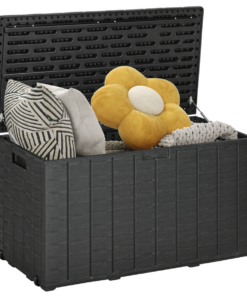 Outsunny 366L Rolling Outdoor Garden Storage Box, Weatherproof Plastic, Black