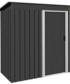 Outsunny 5x3ft Metal Storage Shed with Sliding Door & Sloped Roof, Tool Black