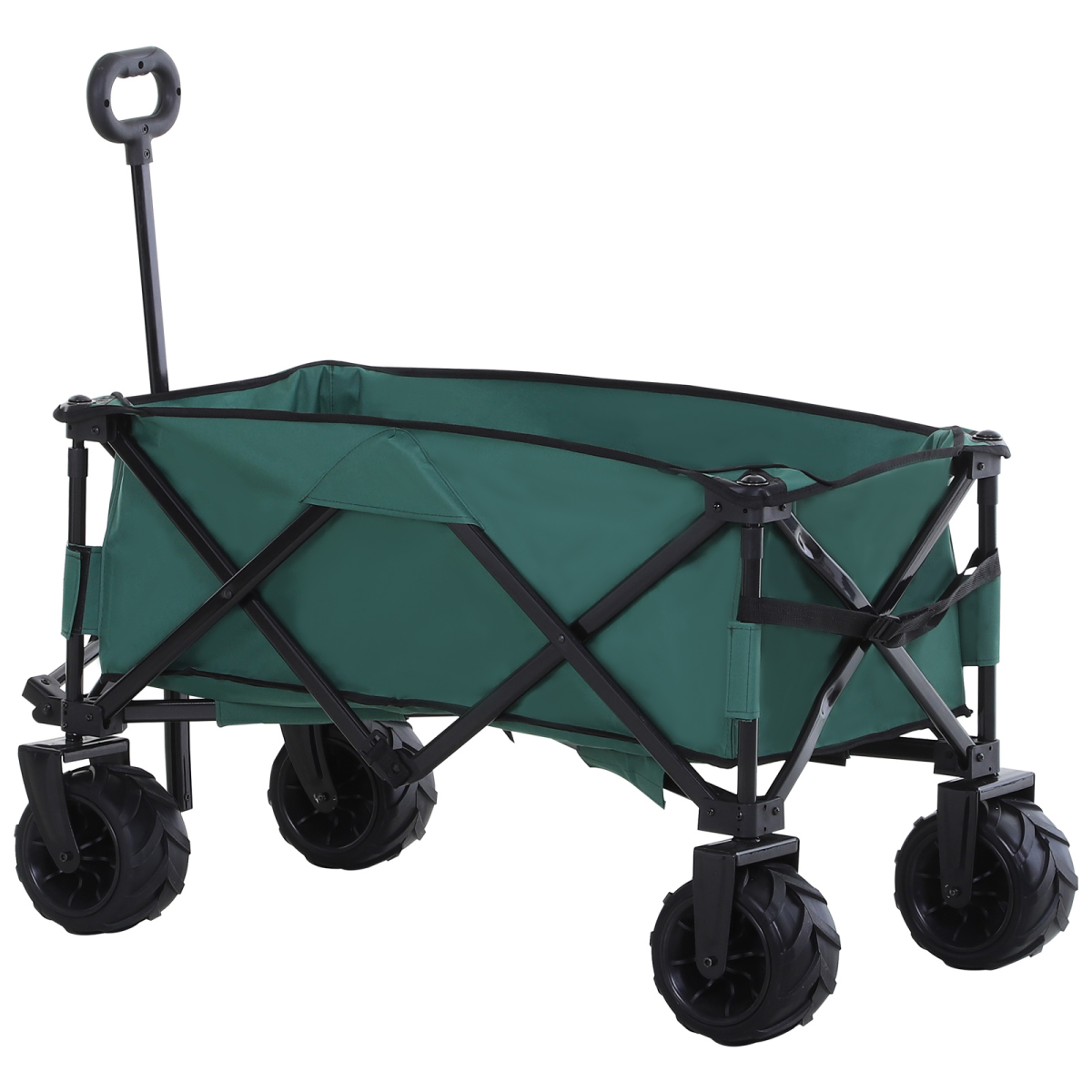 Outsunny Folding Outdoor Cargo Wagon Beach Cart Trailer w/ Telescopic Handle