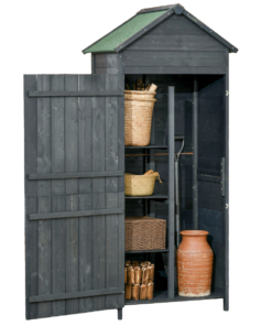 Outsunny Wooden Outdoor Garden Shed Utility Tool Storage Cabinet Grey
