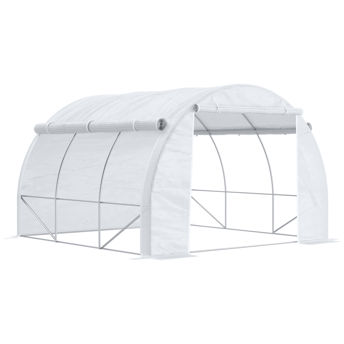 3x3x2m Polytunnel Greenhouse Tent w/ Galvanised Steel Frame, Roll-Up PE Cover