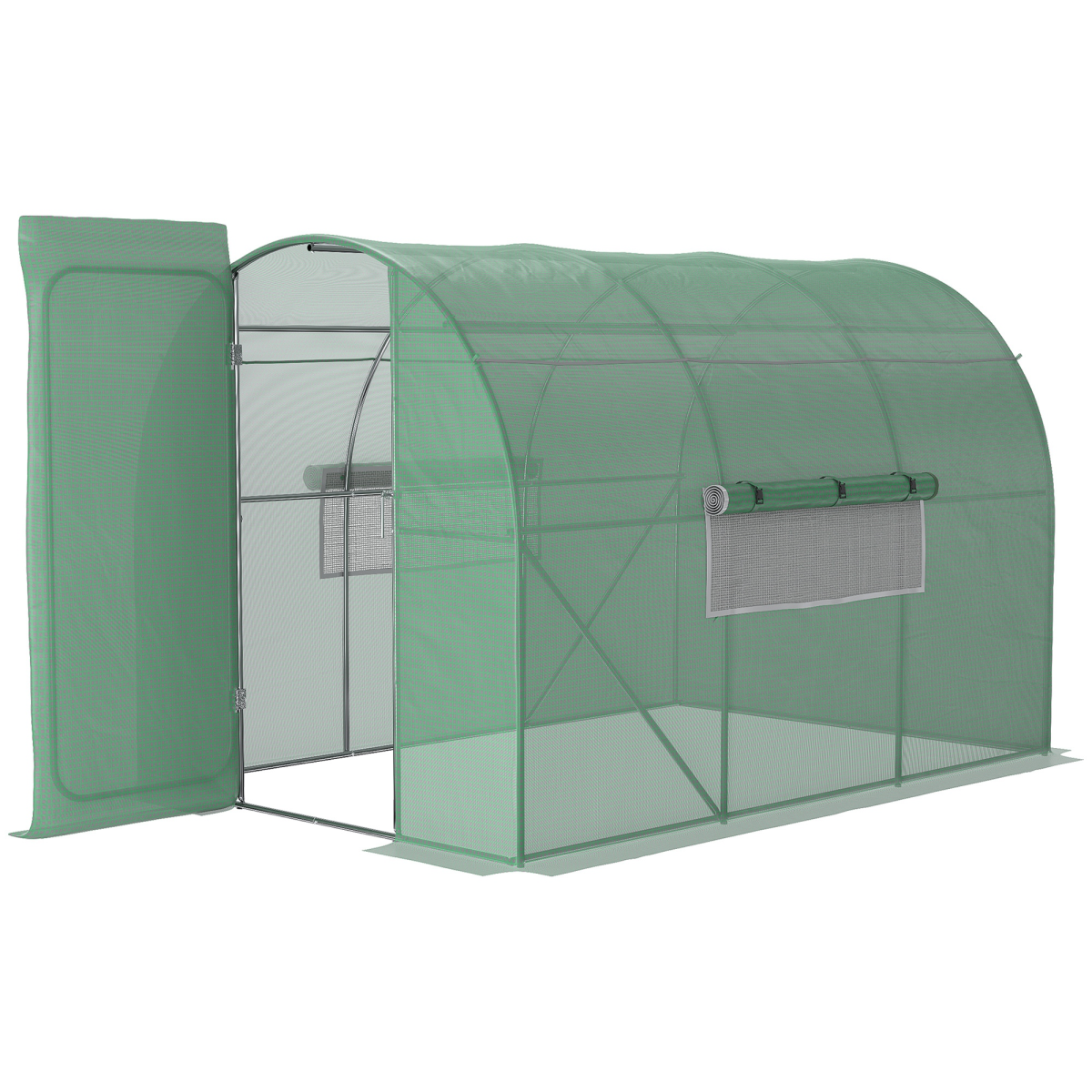Outsunny 3x2M Walk-In Polytunnel Greenhouse w/ Steel Frame, PE Cover & Vents