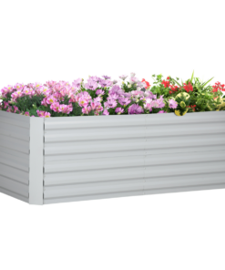 Galvanised Steel Raised Garden Bed with Reinforced Rods, 180x90cm, Outdoor Planter