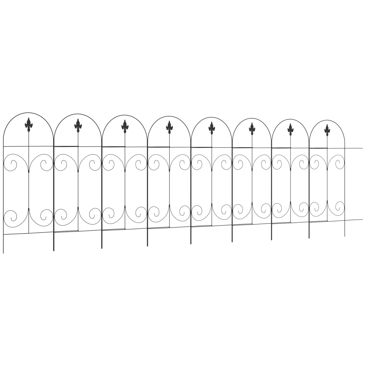 8-Pack Garden Fencing Panels, 44in x 12.5ft Flower Bed Border Edging Barrier