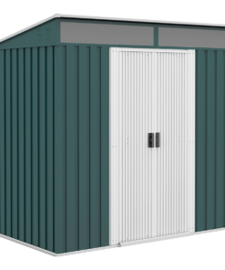 Outsunny 6.5x4FT Lockable Metal Garden Tool Shed w/ Foundation, Green
