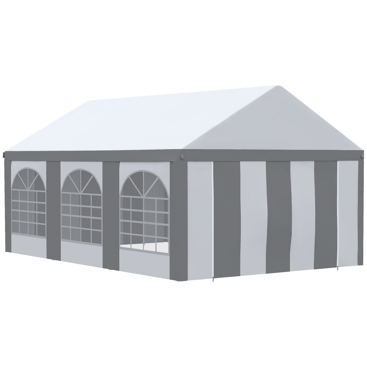 6x4m Party Tent Marquee Gazebo with Sides, 6 Windows & Double Doors