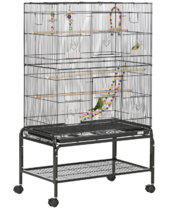 Bird Cage, with Stand, Wheels, Toys, for Budgies, Finches, Parakeets