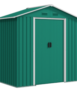 Outsunny 6.5x3.5ft Metal Garden Shed w/ Lockable Double Sliding Door, Green