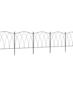Outsunny 5PCS Metal Garden Fence Panels, Decorative Border Edging, Black