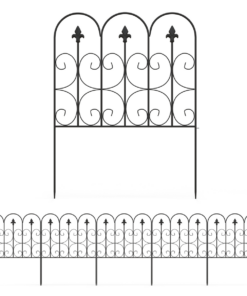5-Pack Metal Garden Fence Border Edging, Decorative Curved Interlocking Panels