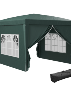 Outsunny Pop-Up Gazebo 3x3m Party Tent with Sidewalls & Storage Bag, Green