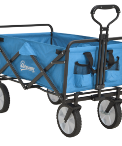 Pull-Along Folding Cargo Wagon Trailer Trolley with Handle for Beach & Garden