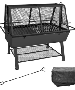 Outsunny 3-in-1 BBQ Rotisserie Grill Roaster Fire Pit for Outdoor Camping Picnic