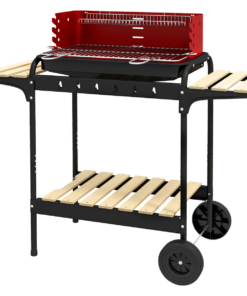 Outsunny Charcoal BBQ Grill Trolley w/ 5-Level Height, Ash Catcher & Wheels