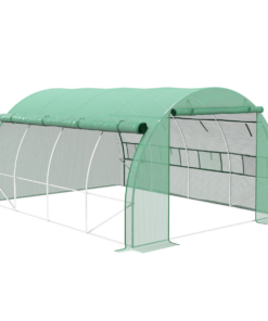 4x3x2m Green Polytunnel Greenhouse Tent w/ Galvanised Steel Frame & Doors