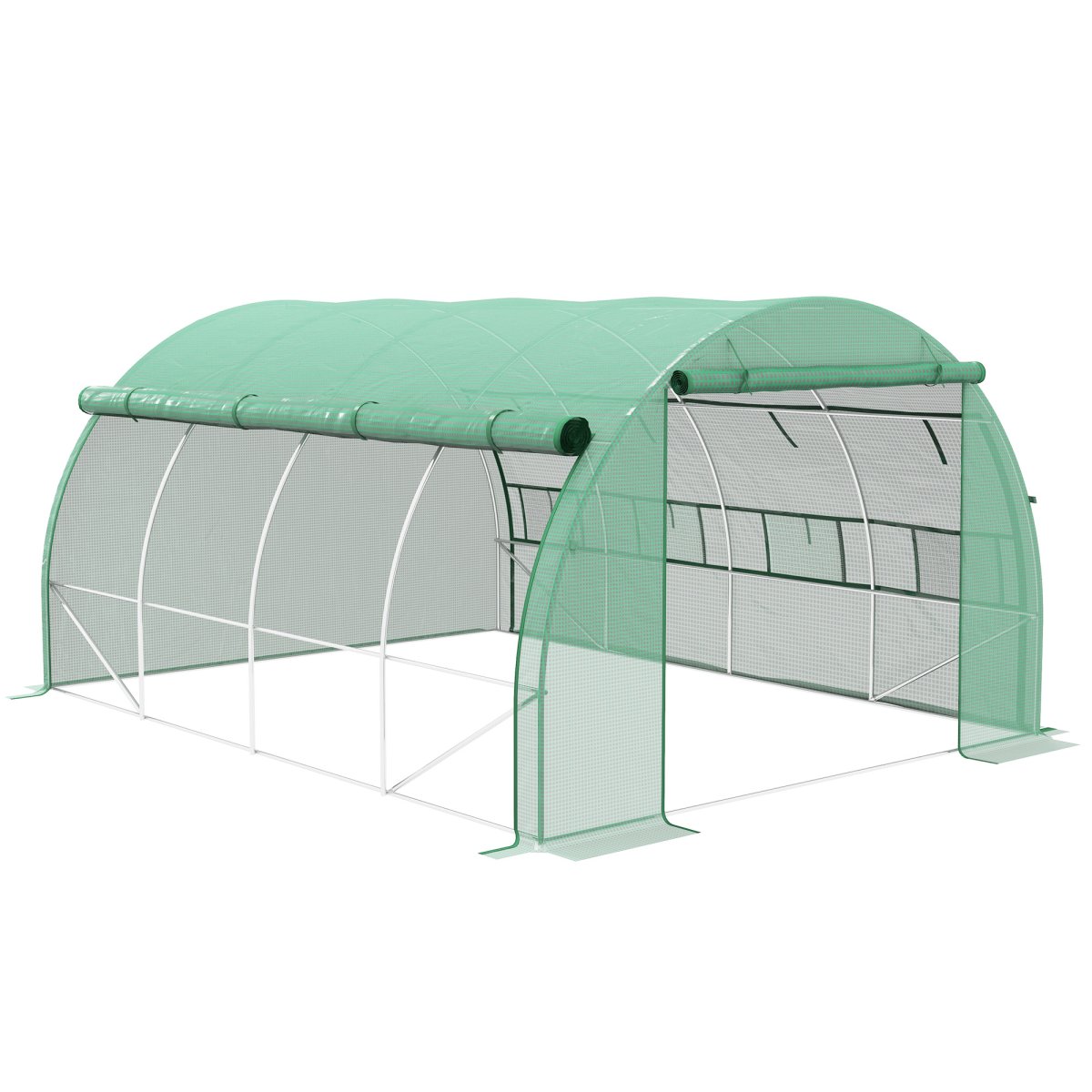4x3x2m Green Polytunnel Greenhouse Tent w/ Galvanised Steel Frame & Doors