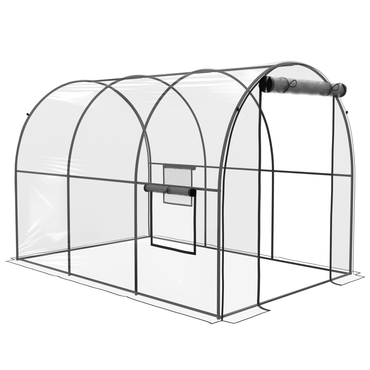 Outsunny 3x2x2m Polytunnel Greenhouse with Door, Windows & Steel Frame 12 Stakes
