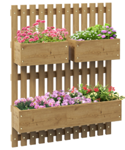 Outsunny Wall-Mounted Trellis Planter with Dual Movable Boxes (Fir Wood)