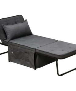 HOMCOM Folding Sleeper Chair Bed with Pillow and Side Pockets, Charcoal Grey