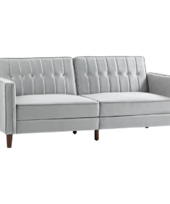 HOMCOM Convertible Sofa Futon Velvet-Touch Tufted Couch Sofa Bed Split Back Grey