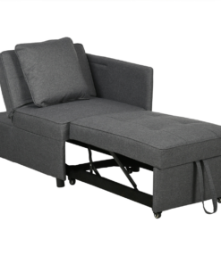HOMCOM Folding Sleeper Sofa Bed Chair with Pillows, Pocket, Grey