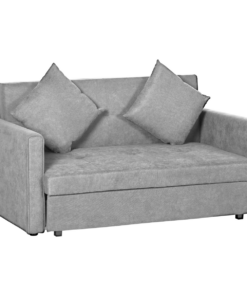 HOMCOM 2 Seater Sofa Bed Convertible Bed Settee w/ 2 Cushions Storage Light Grey