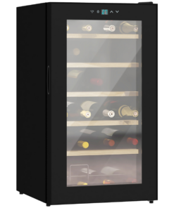 24-Bottle Glass-Door Wine Fridge with Digital Touch & LED Light
