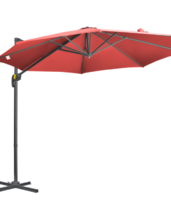 Outsunny 3x3m Cantilever Parasol with Cross Base, Wine Red
