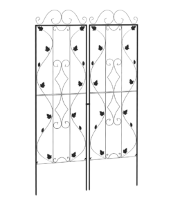 Outsunny 2-Pack Metal Plant Trellis with Leaf Design and Ground Spikes