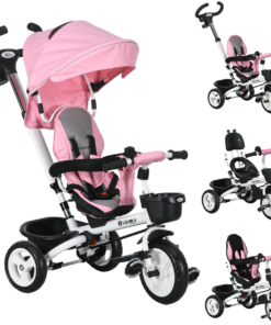 HOMCOM 6 in 1 Trike for Toddler 1-5 Years with Parent Handle, Dark Blue