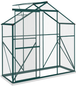 Outsunny 6 x 2.5ft Polycarbonate Greenhouse Aluminium Green House, Green