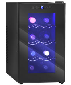 HOMCOM 8-Bottle Freestanding Wine Cooler, 21L, UV Glass Door, 8–18°C