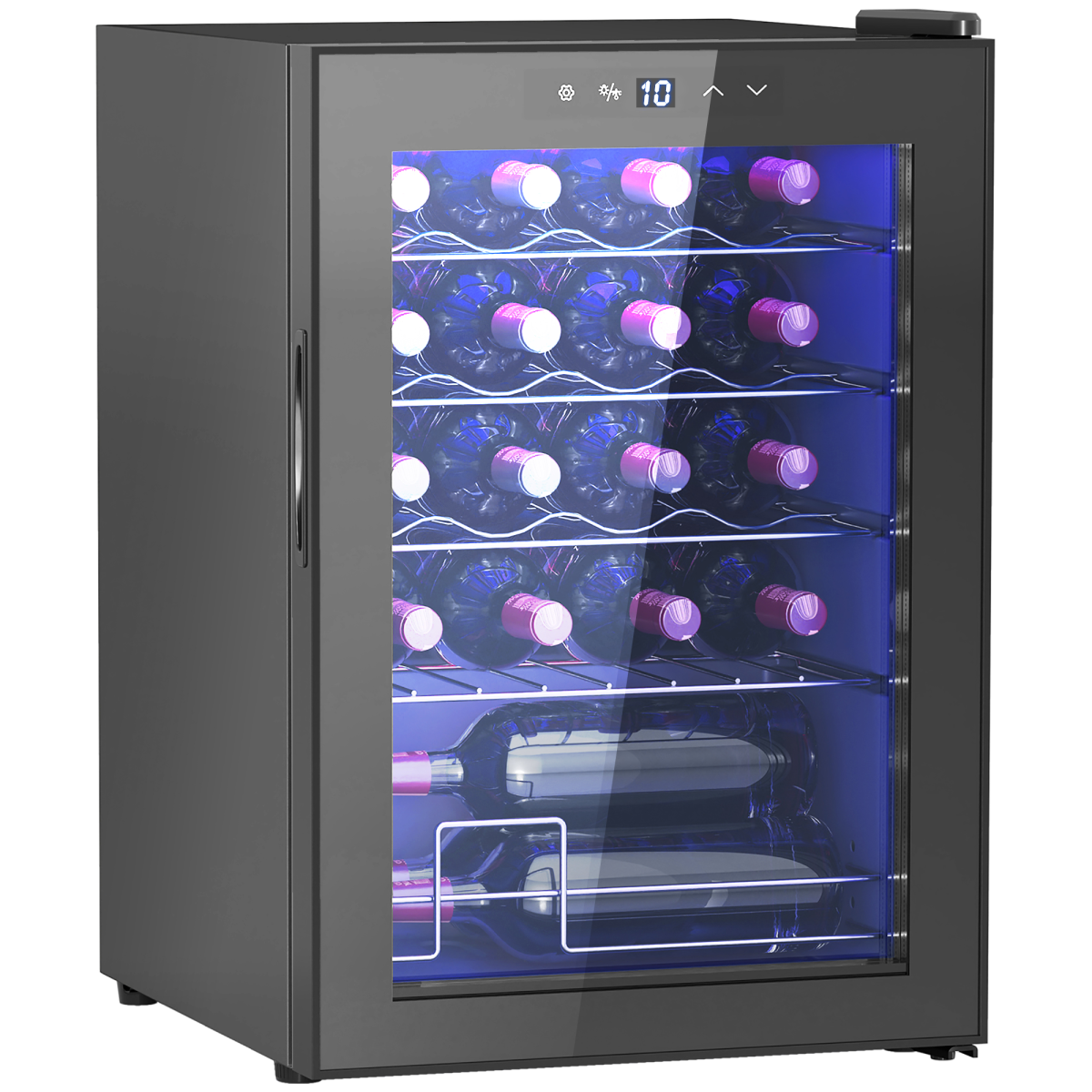 20-Bottle Freestanding Wine Cooler with UV Glass Door & Blue LED