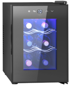 HOMCOM 6-Bottle Mini Fridge with Glass Door & Touch Screen, Quiet 35dB