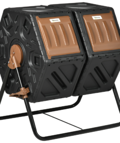 Outsunny 130L Compost Bin Dual Chamber Rotating Composter w/ Ventilation Holes